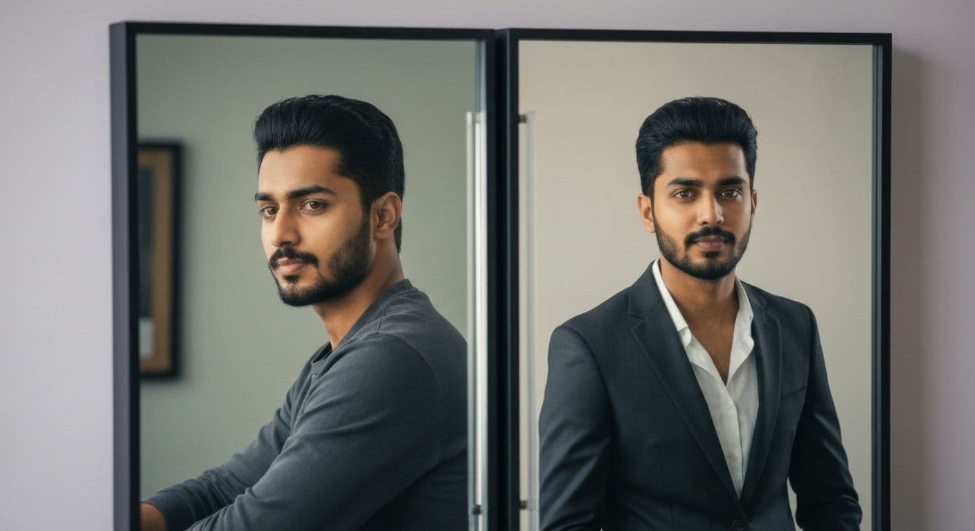 Person discovering external self awareness examples through reflection and feedback from others