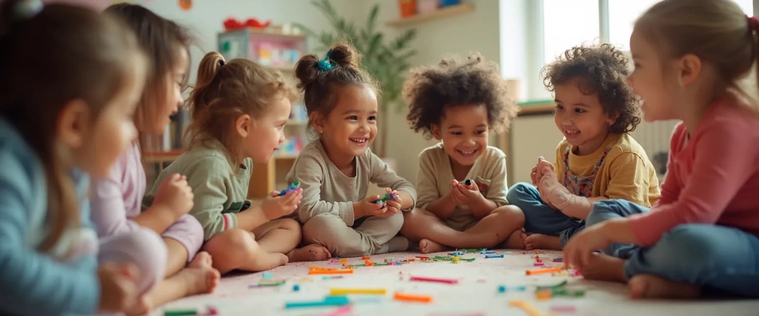 Preschooler developing self-awareness through emotional expression activities
