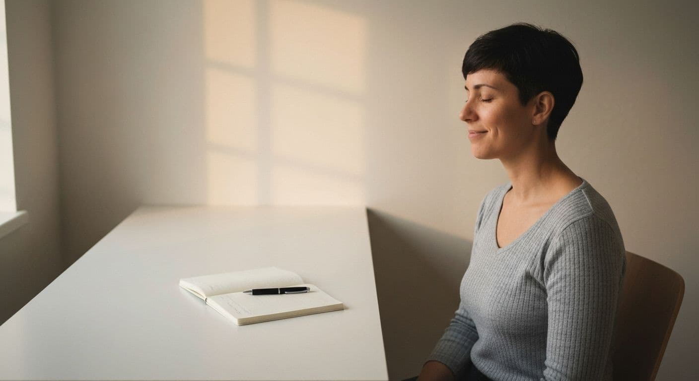 Person practicing Daniel Goleman self awareness technique during 5-minute daily mindfulness routine