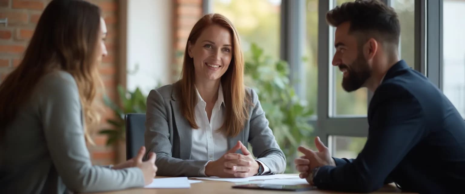 Business leader with strong EQ mediating team conflict in office meeting