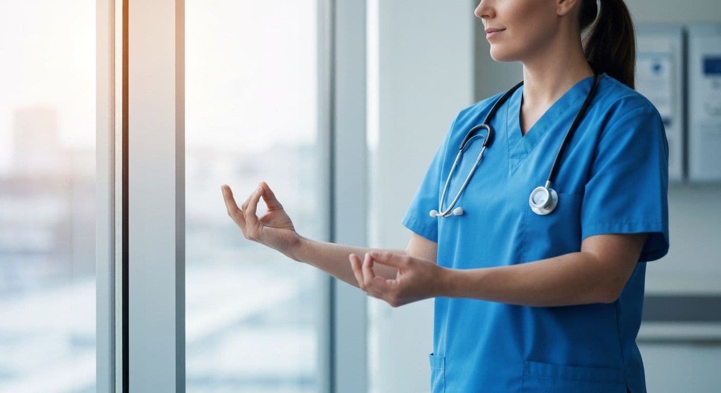 Healthcare professional practicing self awareness techniques to prevent burnout showing examples of self awareness in healthcare