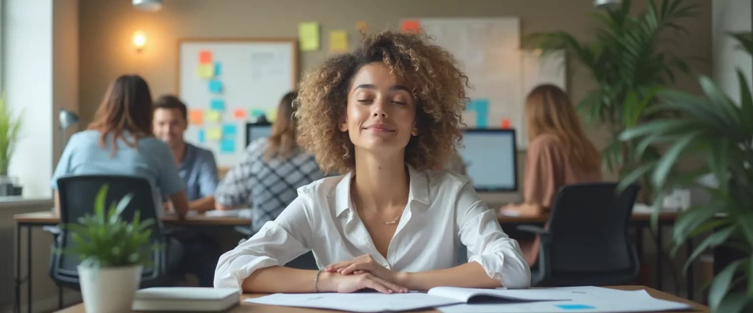 Professional applying the 16 habits of mind to overcome workplace challenges